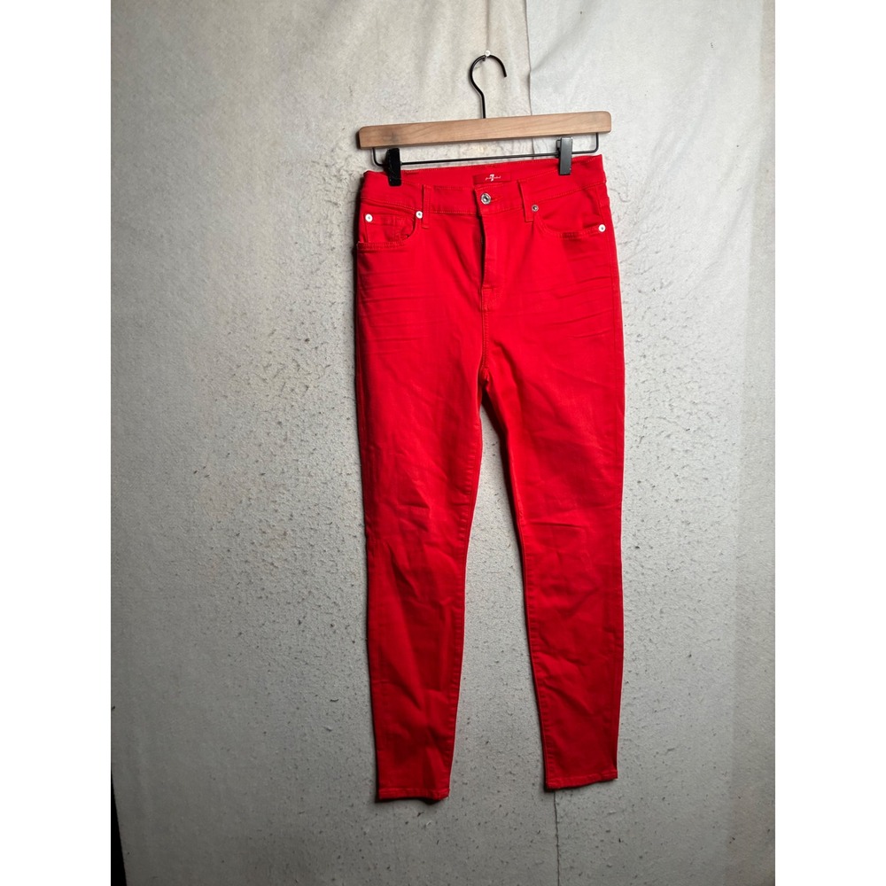 7 For All Mankind Womens Red High Rise Skinny Jeans Size 26 AU0159452A